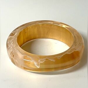 Women's Plastic Fashion Jewelry Round Bangle Bracelet Yellow White Abstract